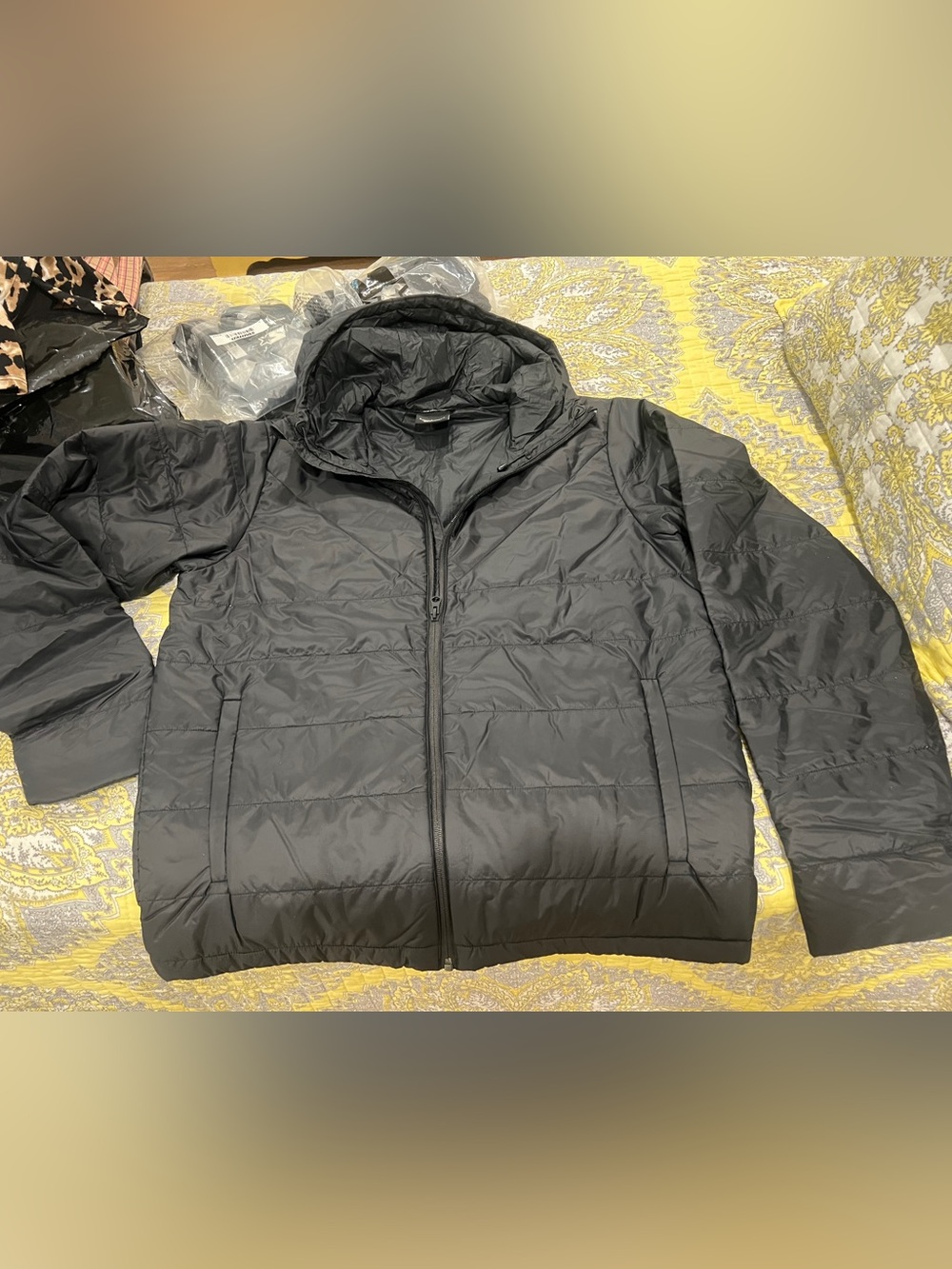 Black Hooded Puffer Jacket - Men